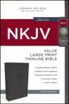 NKJV Value Thinline Bible Large Print, Leathersoft, Charcoal